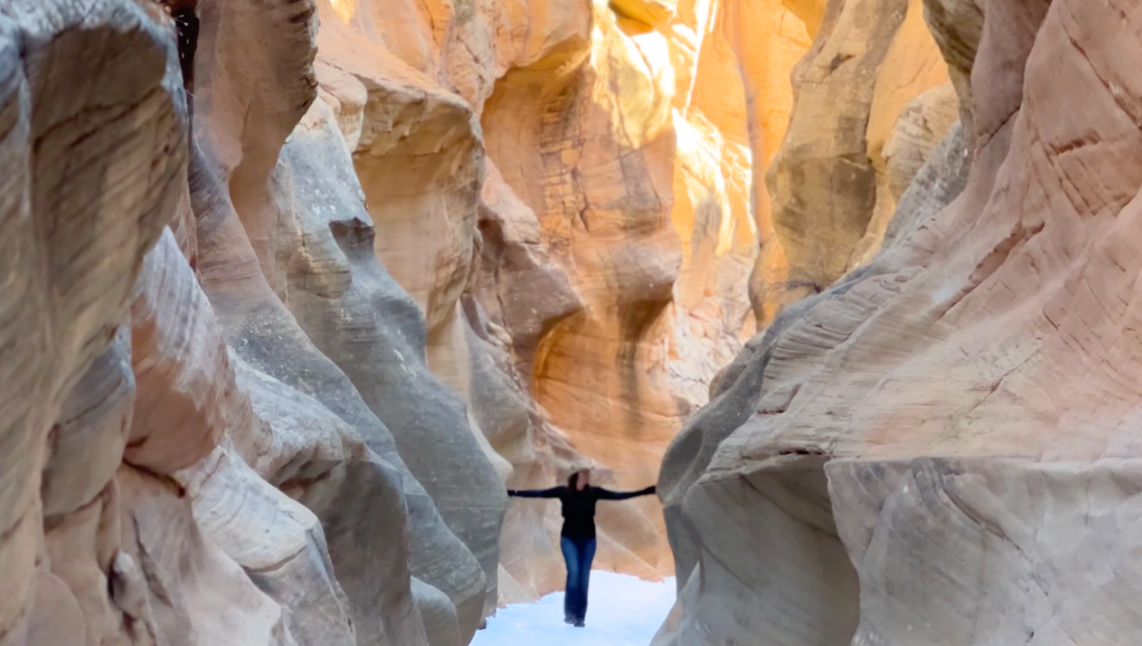 Jen alone in Willis Creek slot canyon